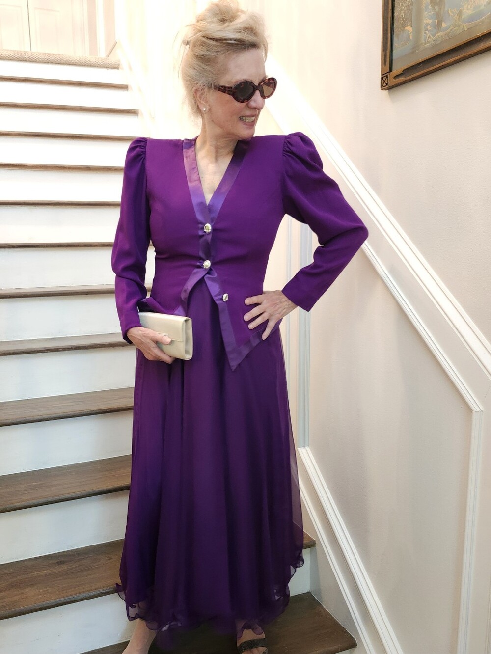 Rimini Vintage Ex Cond/Pro Clean Elegant Purple Long Skirt w Fitted Jacket 8 $60